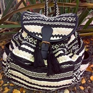 A.E.O. Aztec Black Cream And Tan Backpack